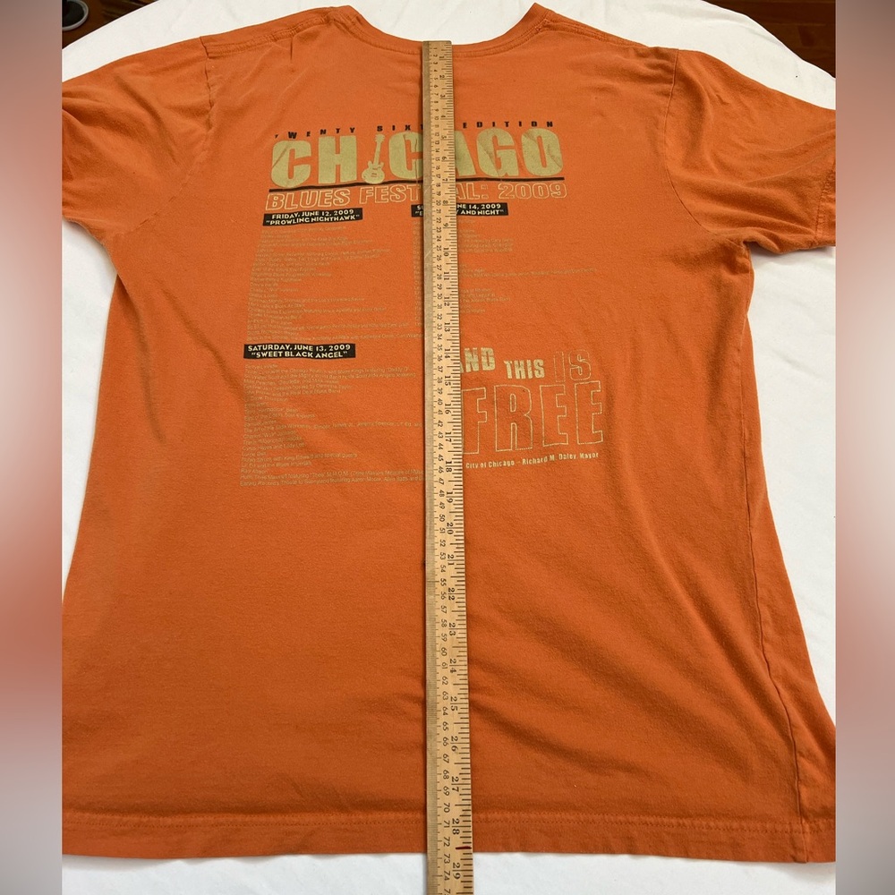 2009 Chicago Blues Festival T-Shirt LARGE Orange Bands Listed 2 Sided 26 Edition - Picture 7 of 16